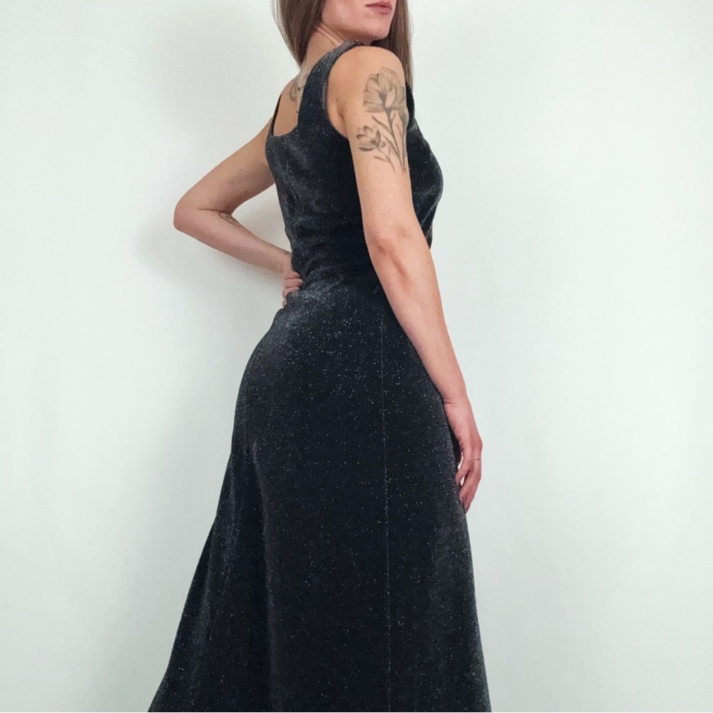 Vintage Shimmer Sleeveless Maxi Dress in Black | Size S - Picture 6 of 13